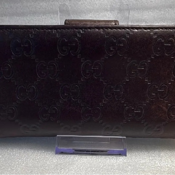 Gucci Dark Brown GG Guccisima Brown Leather Wallet - Picture 2 of 8